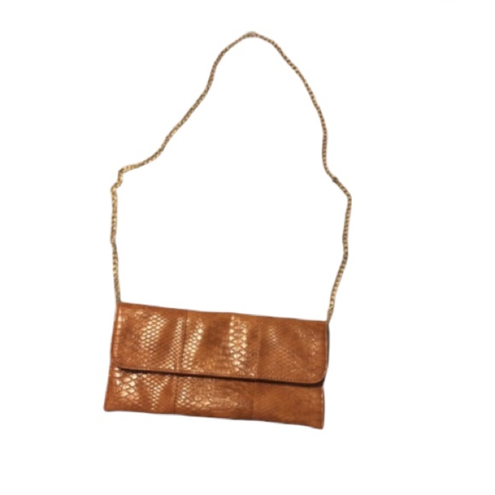 NWT! Madison West Snake Crossbody Clutch Tan